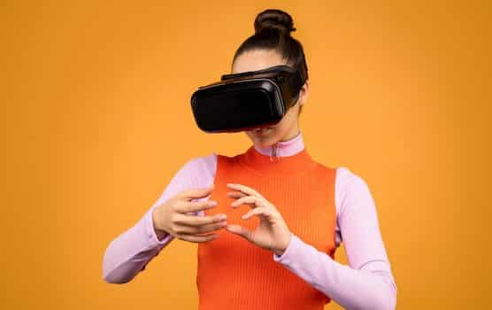 Woman Using Black Virtual Reality Goggles