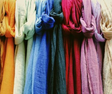 Multicolored linen fabrics for sale in shop