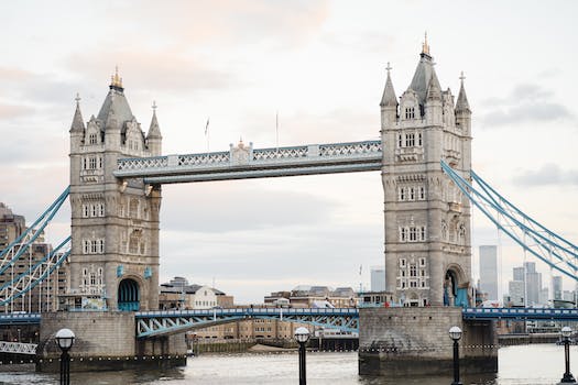 Tower bridge crossing Thames river